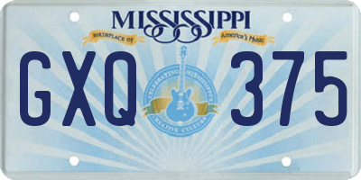 MS license plate GXQ375