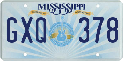 MS license plate GXQ378