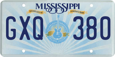 MS license plate GXQ380