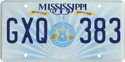MS license plate GXQ383