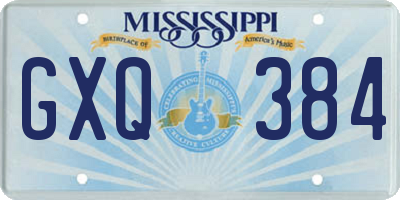 MS license plate GXQ384