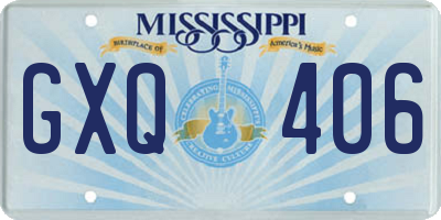 MS license plate GXQ406