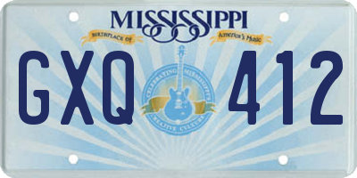 MS license plate GXQ412