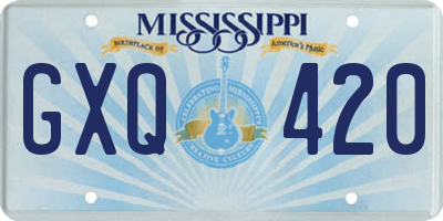 MS license plate GXQ420