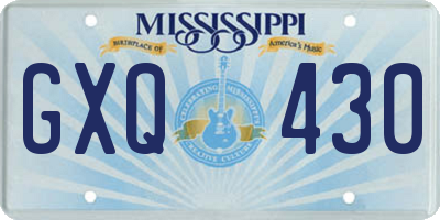 MS license plate GXQ430