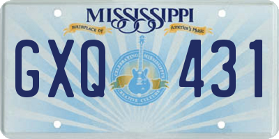MS license plate GXQ431