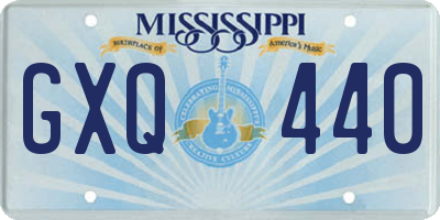 MS license plate GXQ440