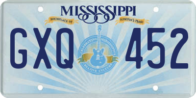 MS license plate GXQ452