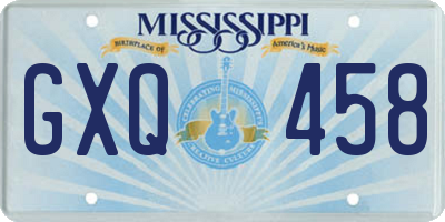 MS license plate GXQ458