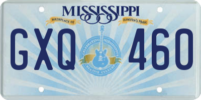MS license plate GXQ460