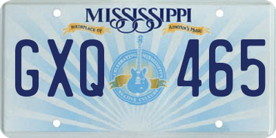 MS license plate GXQ465