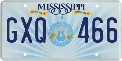 MS license plate GXQ466