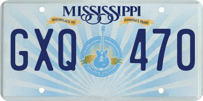 MS license plate GXQ470