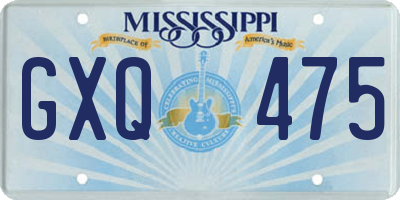 MS license plate GXQ475
