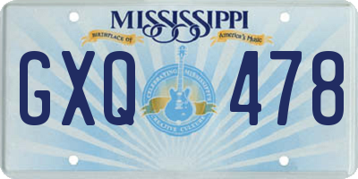 MS license plate GXQ478
