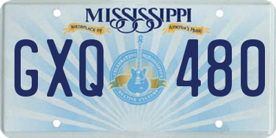 MS license plate GXQ480
