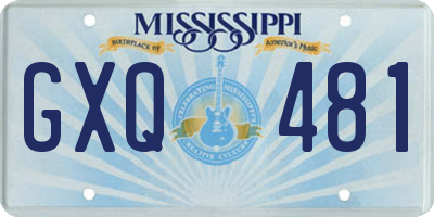 MS license plate GXQ481