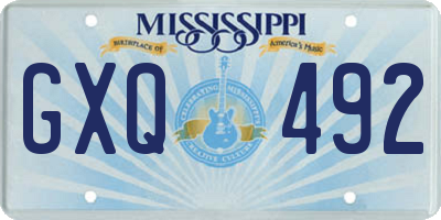 MS license plate GXQ492