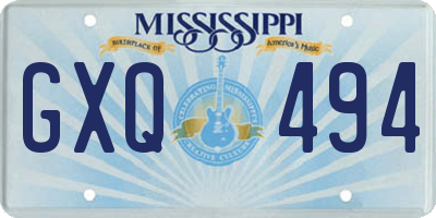 MS license plate GXQ494