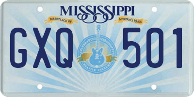 MS license plate GXQ501