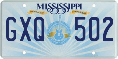 MS license plate GXQ502