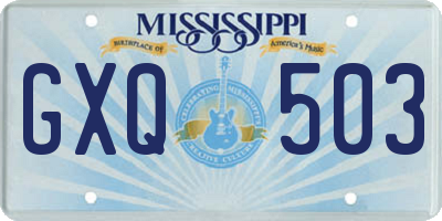 MS license plate GXQ503