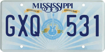 MS license plate GXQ531