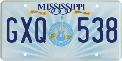 MS license plate GXQ538