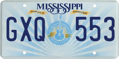 MS license plate GXQ553