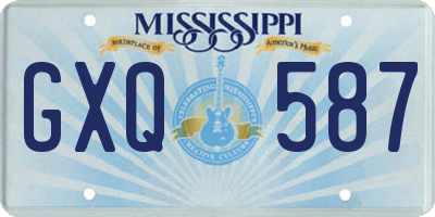 MS license plate GXQ587