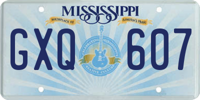MS license plate GXQ607