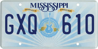 MS license plate GXQ610