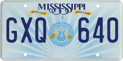 MS license plate GXQ640