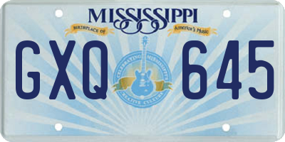 MS license plate GXQ645
