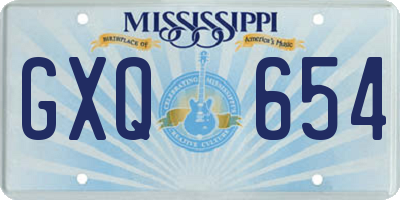 MS license plate GXQ654