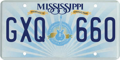 MS license plate GXQ660