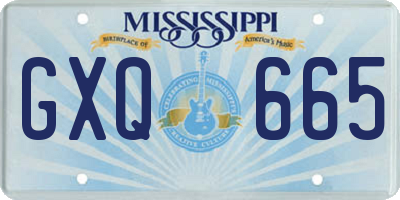 MS license plate GXQ665