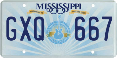 MS license plate GXQ667