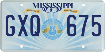 MS license plate GXQ675