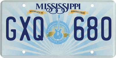 MS license plate GXQ680