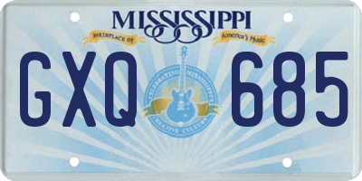 MS license plate GXQ685
