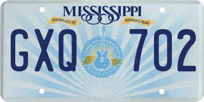 MS license plate GXQ702