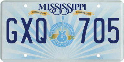 MS license plate GXQ705