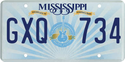 MS license plate GXQ734