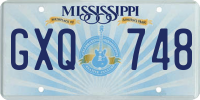 MS license plate GXQ748