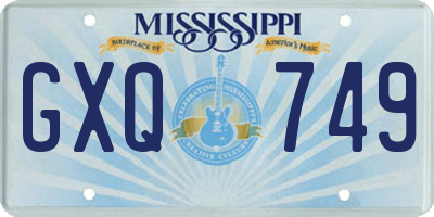 MS license plate GXQ749