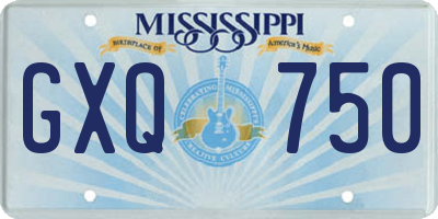 MS license plate GXQ750