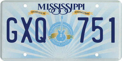 MS license plate GXQ751