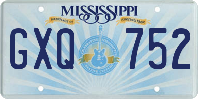 MS license plate GXQ752