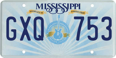 MS license plate GXQ753